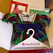 American Girl Addy Tartan Plaid Dress New! Christmas Burgundy Box