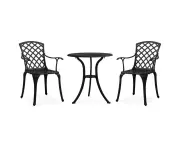 3 Piece Bistro Set Cast Aluminium Black Weather-Resistant Outdoor Furniture