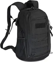 Military Tactical Daypack Molle Rucksack Student School Rucksack Men,15L Waterproof Small Backpack Sport Travel Backpacks Camping Fishing Hunting Bags,Black