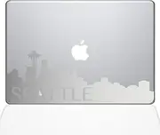 The Decal Guru Seattle Skyline Decal Vinyl Sticker, 13" MacBook Air, Silver (2331-MAC-13A-S)
