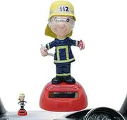 Solar Dashboard Figures | Solar Wobble Firefighter Figures | Novelty Solar Powered Dancing Figures for Desk, Windowsill, Car Dashboard Decoration