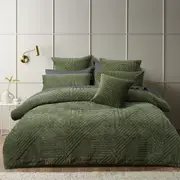 Bianca Navarro Olive Soft Velvet Geometric Quilt Cover Set (Queen, King, Super King) or Accessories
