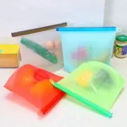 REUSABLE SILICONE FOOD STORAGE BAGS 3EA LARGE 1.5L CAPACITY MEASURES 8.5" x 10"