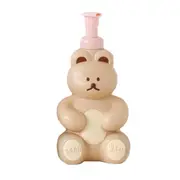 Foam Pump Bottle Cute Bear Shape Large Capacity Foaming Soap Dispenser Bottle for Facial Wash Body Wash Hand Soap Milk Tea Color