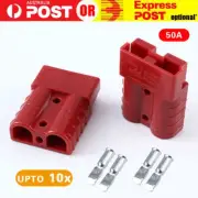 10pcs Anderson Style 50 AMP Plug Connectors 6AWG 12-24V DC Power Tools Red