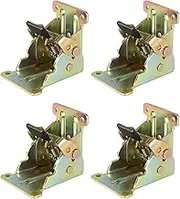 4Pcs 90 Degree Self-Locking Folding Hinge, Folding Table Legs with Screws, Self-Locking Folding Hinge for Table Workbench Bed Leg (Gold)