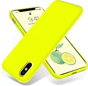 OTOFLY iPhone Xs Max Case, Ultra Slim Fit Silicone Gel Cover, Full Body Protection, Anti-Scratch, Shockproof, Fluorescent Yellow