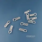 10 Solid Sterling Silver Crimp Cord End Connectors Fit up to 1.4mm Cord #33426
