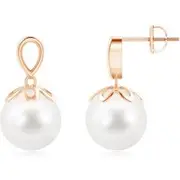Solitaire Freshwater Cultured Pearl Dangle Earrings
