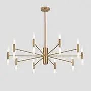 KCO Lighting Mid Century Modern Chandelier Brass Gold Chandelier Light Fixture Vintage Bedroom Chandelier Sputnik Flush Mount Ceiling Light Large Chandeliers for High Ceilings