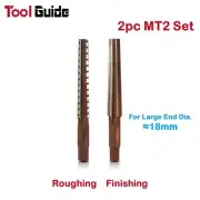 MT2 Morse Taper #2 Socket Hand Reamer Roughing Finishing Coarse Fine Tapered Set