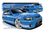 FPV BA GT BA GT MKII BLUE PRINT WHITE STRIPES A1 STRETCHED CANVAS (FV015D)