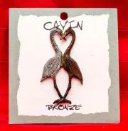 USA-Made Pin w/ Bronze Casting Featuring Herons Forming Heart by Cavin Richie