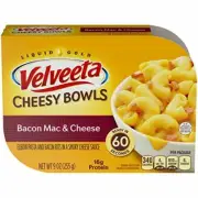Velveeta Cheesy Bowls Bacon Mac & Cheese 9 oz Sleeve [6-Bowls]
