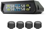 Tyre Solar Tire Pressure Monitoring System, Universal Wireless LCD Display 4pcs Waterproof External Sensors Real-time Detection Tire Pressure