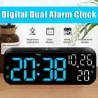 Digital Bedside Alarm Clock LED Small Desk Clock Voice Control Electronic Clock