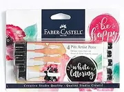 Faber-Castell White Pitt Artist Pen Set - 4 Opaque White India Ink Artist Markers - Lettering and Illustration Marker Set