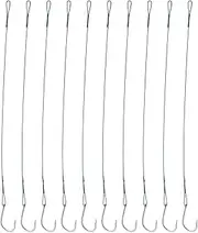 Create idea 40PCS Fishing Hooks with Barbed Hooks Length 200mm Carbon Steel Offset Worm Hooks for Freshwater Saltwater Fish Tracking Fishing Lure Wire Leader Rigs