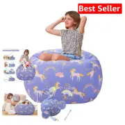 Durable Light Blue Unicorn Storage Chair - Large 38'' Plush Seat for Children