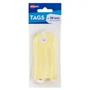 CRAFT TAG AVERY 96X48MM WITH STRING YELLOW Pack of 24 CRAFT TAG AVERY 96X48MM
