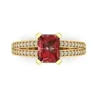 2.45Ct Emerald Cut Natural Garnet Solid Gold Engagement Promise Statement Ring