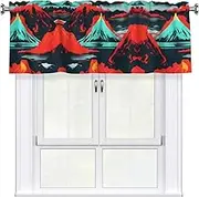 GaxfjRu Volcano Bloom print Valance Room Darkening Blackout Valances 3 Inch Rod Pocket Window Valance for Bathroom