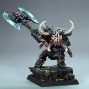 Painted Orc Warboss on foot warhammer old world miniature fantasy orruk warclans