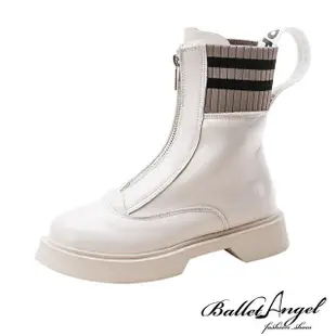【BalletAngel】馬汀靴 帥氣俐落異材拼接短靴(共兩色)