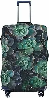 [CADREWY] Green Succulent Print Travel Suitcase Cover Luggage Protector with Elastic Anti Scratch for Carry On, Black, Large