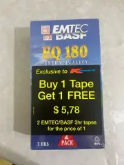 EMTEC BASF EQ180 VHS Tapes 3hr - BRAND NEW 2 pack