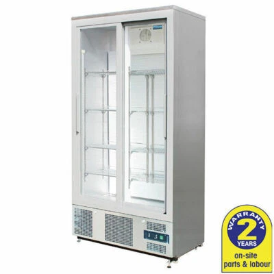 Fridge Display Drinks 2 Sliding Door 490L Commercial Polar Refrigerator Cafe