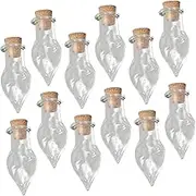 BATHVEVE 32pcs Mini Teardrop Glass Bottles with Cork Stoppers for DIY Crafts Transparent Jars for Messages Candy Wedding Decor and Craft Accessories
