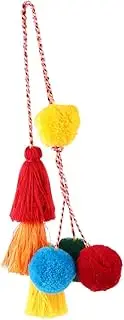 [FRCOLOR] 1pc Plush Ball Keychain Pendant Handcrafted Bohemian Tassel Decor for Bags Keys Cars Pom Pom Accessory for Birthdays Special Occasions