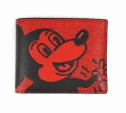 NEW Coach Men Disney Mickey Mouse X Keith Haring 3 In 1 Wallet Red Black Multi