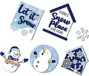Luxshiny 1 Set of Christmas Winter Snow Themed Tiered Tray Decoration Winter Tiered Tray Decor