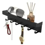 Key Holder for Wall Rustic Key and Mail Organizer 6 Key Hooks with Shelf Black