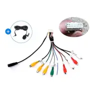 20-PIN Car Auto Stereo Radio RCA Output Wire Aux-in Adapter Cable +MIC Universal