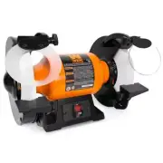 WEN Bench Grinder 8'' 3 Amp Slow Speed Pre-drilled Mounting Holes Durable Orange