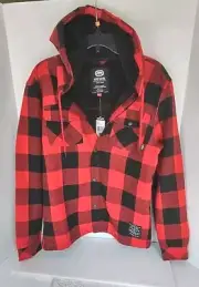 Ecko Unltd Men's Medium Red Black Plaid Flannel Sherpa Jacket Shacket Mrsp $88