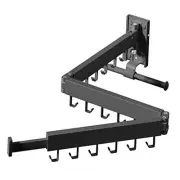 Wall Mounted Clothes Hanger,Clothes Drying Upgrade-Black / J Shape Hooks