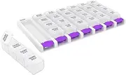 Ezy Dose Weekly (7 Day) 4 Times a Day Push Button Pill Organizer and Vitamin Planner │ Removable Daily Pillboxes | Patented Design | Assorted Colors