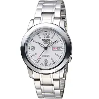 在飛比找Yahoo奇摩購物中心優惠-SEIKO 精工 5號21石盾牌機械腕錶-39mm (SNK