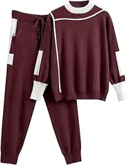 [Uillui] Women's Two Piece Outfits Sweater Sets Oversized Lounge Set Comfy Knit Pullover and Pants Jogger Sets Sweatsuits