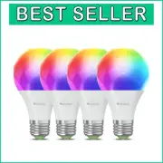 Smart LED Color Changing Light Bulbs for Alexa & Google - 1000lm Brightness, 4PK