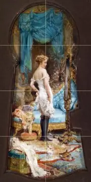 temptation through the keyhole lady Zatzka Tile Mural Backsplash Marble Ceramic