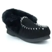 Yellow Earth Genuine Sheepskin Unisex Traditional Ugg Moccasin Black (US 5-12)