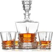 Crystal Whisky Decanter & Whiskey Glasses Set Bourbon Scotch Gift VAN DAEMON