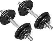 Amazon Basics Adjustable Barbell Lifting Dumbbells Weight Set with Case, 38 Pounds/17.2 Kg, Black