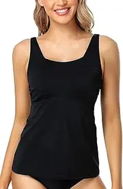 [Perona] Women's Two Piece Swimwear Sexy Halter V Neck Tummy Control Tankini Plus Size Swimsuit