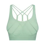 Nevenka Strappy Sports Bra Breathable Wirefree Crop Basic Tops for Running-Green